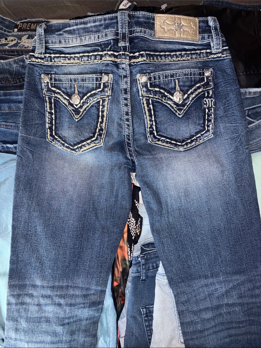 Miss Me Blue Skinny Jeans with Embroidered Back Pockets